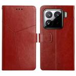 For Xiaomi 15 Y-shaped Pattern Flip Leather Phone Case(Brown)