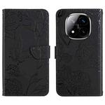 For Redmi Note 14 Pro+ 5G Skin Feel Butterfly Embossed Flip Leather Phone Case(Black)