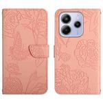 For Redmi Note 14 4G 164.84mm EU Version Skin Feel Butterfly Embossed Flip Leather Phone Case(Pink)