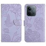 For Redmi 15C 4G 171.5mm / Poco C85 4G Skin Feel Butterfly Embossed Flip Leather Phone Case(Purple)