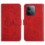 For Redmi 15C 5G 173.1mm / 15C 4G 173.1mm Skin Feel Butterfly Embossed Flip Leather Phone Case(Red)