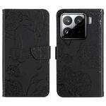 For Xiaomi 15 Skin Feel Butterfly Embossed Flip Leather Phone Case(Black)