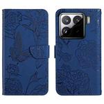 For Xiaomi 15 Skin Feel Butterfly Embossed Flip Leather Phone Case(Blue)