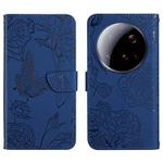 For Xiaomi 15 Ultra Skin Feel Butterfly Embossed Flip Leather Phone Case(Blue)