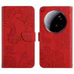 For Xiaomi 15 Ultra Skin Feel Butterfly Embossed Flip Leather Phone Case(Red)