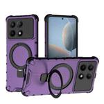 For Redmi K70e 5G Grating Holder Shockproof Phone Case(Purple)