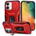 For iPhone 16 Sliding Camshield Holder Phone Case(Red)