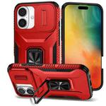 For iPhone 16 Plus Sliding Camshield Holder Phone Case(Red)