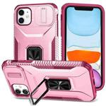For iPhone 11 Sliding Camshield Holder Phone Case(Pink + Rose Red)