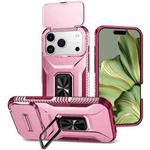 For iPhone 17 Pro Sliding Camshield Holder Phone Case(Pink + Rose Red)