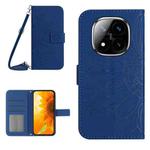 For Redmi Note 14 Pro+ 5G Skin Feel Sun Flower Embossed Flip Leather Phone Case with Lanyard(Dark Blue)