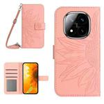 For Redmi Note 14 Pro+ 5G Skin Feel Sun Flower Embossed Flip Leather Phone Case with Lanyard(Pink)