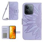 For Redmi 15C 5G 173.1mm / 15C 4G 173.1mm Skin Feel Sun Flower Embossed Flip Leather Phone Case with Lanyard(Purple)