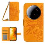 For Xiaomi 15 Ultra Skin Feel Sun Flower Embossed Flip Leather Phone Case with Lanyard(Yellow)