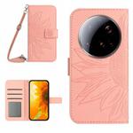 For Xiaomi 15 Ultra Skin Feel Sun Flower Embossed Flip Leather Phone Case with Lanyard(Pink)