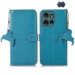 For Motorola Edge 50 Neo Genuine Leather Litchi Texture RFID Leather Phone Case(Blue)