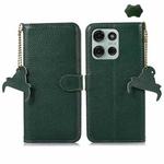 For Motorola Moto G75 5G Genuine Leather Litchi Texture RFID Leather Phone Case(Green)