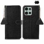 For Motorola Moto G75 5G Genuine Leather Litchi Texture RFID Leather Phone Case(Black)