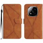 For Redmi Note 14 Pro+ 5G Stitching Embossed Leather Phone Case(Brown)