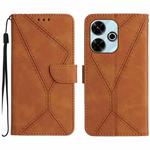For Redmi 13x Stitching Embossed Leather Phone Case(Brown)
