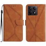 For Xiaomi 14T Pro 5G Global Stitching Embossed Leather Phone Case(Brown)