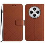 For Redmi 14C 4G Rhombic Grid Texture Leather Phone Case(Brown)