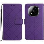For Redmi Note 14 Pro+ 5G Rhombic Grid Texture Leather Phone Case(Purple)