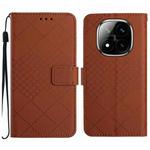 For Redmi Note 14 Pro+ 5G Rhombic Grid Texture Leather Phone Case(Brown)