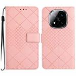 For Redmi Note 14 Pro+ 5G Rhombic Grid Texture Leather Phone Case(Pink)