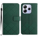 For Redmi Note 14 4G 164.84mm EU Version Rhombic Grid Texture Leather Phone Case(Green)