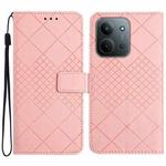 For Redmi 15C 4G 171.5mm / Poco C85 4G Rhombic Grid Texture Leather Phone Case(Pink)