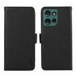 For Motorola Edge 50 ABEEL Side-Magnetic Litchi Pattern Leather RFID Phone Case(Black)