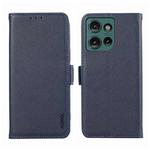 For Motorola Edge 50 ABEEL Side-Magnetic Litchi Pattern Leather RFID Phone Case(Blue)