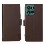 For Motorola Edge 50 Neo ABEEL Side-Magnetic Litchi Pattern Leather RFID Phone Case(Brown)