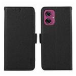 For Motorola Moto G55 5G ABEEL Side-Magnetic Litchi Pattern Leather RFID Phone Case(Black)