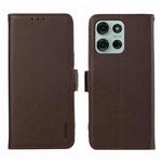 For Motorola Moto G75 5G ABEEL Side-Magnetic Litchi Pattern Leather RFID Phone Case(Brown)