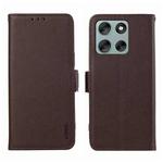 For Motorola Moto G86 5G ABEEL Side-Magnetic Litchi Pattern Leather RFID Phone Case(Brown)