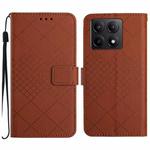 For Xiaomi 14T 5G Global Rhombic Grid Texture Leather Phone Case(Brown)