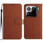 For Xiaomi 15 Rhombic Grid Texture Leather Phone Case(Brown)