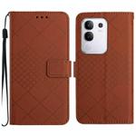 For Xiaomi 15 Ultra Rhombic Grid Texture Leather Phone Case(Brown)