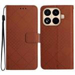 For Xiaomi 15T Pro Rhombic Grid Texture Leather Phone Case(Brown)