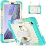 For Samsung Galaxy Tab A7 Lite T220 Silicone Hybrid PC Tablet Case with Shoulder Strap(Camouflage Light Blue)