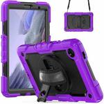 For Samsung Galaxy Tab A7 Lite T220 Silicone Hybrid PC Tablet Case with Shoulder Strap(Purple)