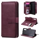 For Sony Xperia L4 Multifunctional Magnetic Copper Buckle Horizontal Flip Solid Color Leather Case with 10 Card Slots & Wallet & Holder & Photo Frame(Red Wine)