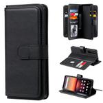 For Sony Xpeira 1 II Multifunctional Magnetic Copper Buckle Horizontal Flip Solid Color Leather Case with 10 Card Slots & Wallet & Holder & Photo Frame(Black)