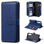 For Sony Xpeira 1 II Multifunctional Magnetic Copper Buckle Horizontal Flip Solid Color Leather Case with 10 Card Slots & Wallet & Holder & Photo Frame(Navy Blue)