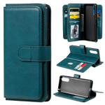 For Sony Xpeira 10 II Multifunctional Magnetic Copper Buckle Horizontal Flip Solid Color Leather Case with 10 Card Slots & Wallet & Holder & Photo Frame(Dark Green)