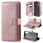 For Sony Xpeira 10 II Multifunctional Magnetic Copper Buckle Horizontal Flip Solid Color Leather Case with 10 Card Slots & Wallet & Holder & Photo Frame(Rose Gold)