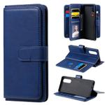 For Sony Xpeira 5 Multifunctional Magnetic Copper Buckle Horizontal Flip Solid Color Leather Case with 10 Card Slots & Wallet & Holder & Photo Frame(Navy Blue)