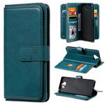 For Sony Xpeira 8 Multifunctional Magnetic Copper Buckle Horizontal Flip Solid Color Leather Case with 10 Card Slots & Wallet & Holder & Photo Frame(Dark Green)